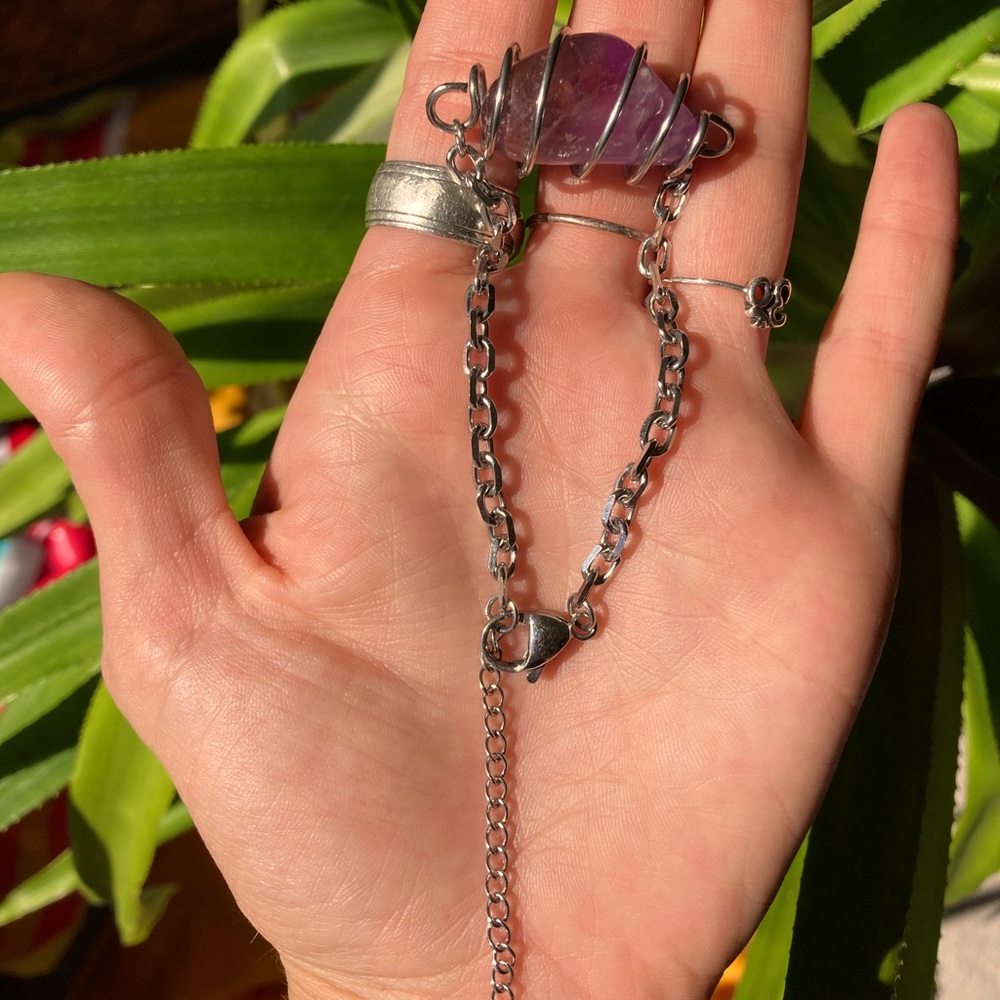 Amethyst Crystal Cage Bracelet